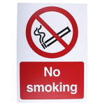 PP Rigid Plastic No Smoking Prohibition Sign, No Smoking, English