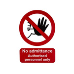 PP Rigid Plastic No Unauthorised Access Prohibition Sign, No Admittance-Sign, English