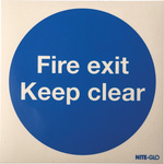 Vinyl Fire Safety Sign, Fire exit Keep clear With English Text Self-Adhesive