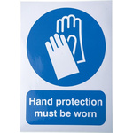 RS PRO Vinyl Mandatory Hand Protection Sign With English Text