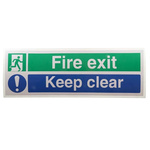 Vinyl Fire Safety Sign, Fire exit Keep clear With English Text Self-Adhesive