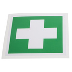 RS PRO Vinyl Green/White First Aid Label, H100 mm W100mm