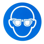 RS PRO Plastic Mandatory Eye Protection Sign With Pictogram Only Text