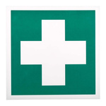 RS PRO Plastic Green/White First Aid Sign, H200 mm W200mm