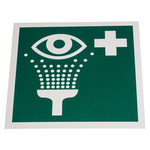 RS PRO Plastic Green/White Eyewash Station Sign, H200 mm W200mm