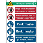 Safety Wall Chart, Polypropylene B-7527, Norwegian, 371 mm, 262mm