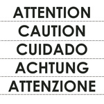 RS PRO Self-Adhesive General Hazard Hazard Warning Label (French/English/Spanish/German/Italian)