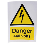 RS PRO Self-Adhesive Electrical Hazard Warning Sign (English, French)