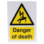 RS PRO Self-Adhesive General Hazard Hazard Warning Sign (English)