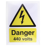 RS PRO Self-Adhesive Electrical Hazard Warning Sign (English, French)