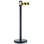 RS PRO Black Steel Retractable Barrier