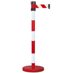 RS PRO Red & White Steel Retractable Barrier, 2m, Red, White Tape