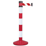 RS PRO Red & White Steel Retractable Barrier, 4m, Red, White Tape