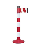 RS PRO Red & White Steel Retractable Barrier, 4m, Red, White Tape