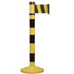RS PRO Black & Yellow Steel Retractable Barrier, 4m, Yellow/Black Tape