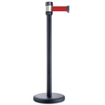 RS PRO Black Steel Retractable Barrier, 2m, Red Tape