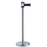 RS PRO Silver Steel Retractable Barrier, 2m, Black Tape