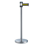 RS PRO Silver Steel Retractable Barrier, 2m, Yellow/Black Tape