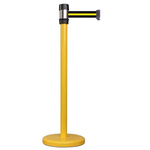 RS PRO Black & Yellow Steel Retractable Barrier, Yellow/Black Tape