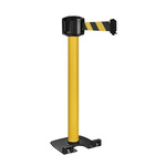 RS PRO Black & Yellow Steel Retractable Barrier, 10m, Yellow/Black Tape