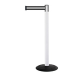 Tensator Black, White Plastic Retractable Barrier, 2.3m, White/Black Tape