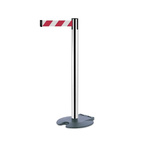 Tensator Chrome Plastic Retractable Barrier, 2.3m, Red, White Tape