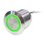 RS PRO Capacitive Switch Momentary,Illuminated, Green, IP68 Carbon Steel
