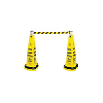Rubbermaid Commercial Products Yellow PE Retractable Barrier, Black Tape