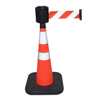 RS PRO Weighted Orange/White 1.10 m PVC Safety Cone With Strap Reel