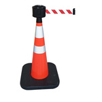 RS PRO Weighted Orange, White 1.05 m PVC Safety Cone With Strap Reel
