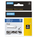 1805243 | Dymo White on Blue Label Printer Tape, 12 mm Width, 18 ft Length for Rhino 4200, Rhino 5200, Rhino 6000