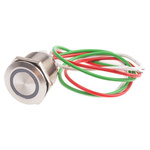 RS PRO Capacitive Switch Latching NO,Illuminated, Green, IP68 Brass