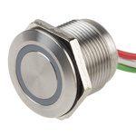RS PRO Capacitive Switch Momentary NO,Illuminated, Red, IP68 Brass