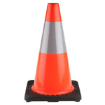 RS PRO Weighted Orange, White 450 mm PVC Traffic Cone