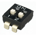 APEM 2 Way Surface Mount DIP Switch DPST, Recessed, Top Side Lever Actuator