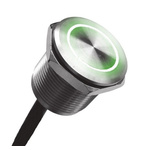 Bulgin Illuminated Piezo Switch, Momentary, IP68, IP69K, Wire Lead, 1 A @ 24 V dc, -40 → +85°C Grey
