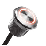 Bulgin Illuminated Piezo Switch, Momentary, IP68, IP69K, Wire Lead, 1 A @ 24 V dc, -40 → +85°C Grey