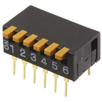 Omron 6 Way Through Hole DIP Switch 6P, Piano Actuator