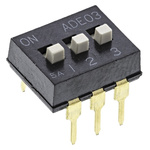 TE Connectivity 3 Way Through Hole DIP Switch SPST