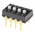 TE Connectivity 4 Way Through Hole DIP Switch SPST