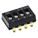 Omron 4 Way Surface Mount DIP Switch SPST, Flat, Slide Actuator