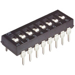 TE Connectivity 8 Way Through Hole DIP Switch SPST, Flush Slide Actuator