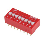 APEM 8 Way Through Hole DIP Switch SPST, Raised Actuator