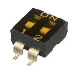 APEM 2 Way Surface Mount DIP Switch SPST, Recessed Actuator Slide Actuator