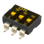 Apem 3 Way Surface Mount DIP Switch SPST, Recessed Actuator Slide Actuator