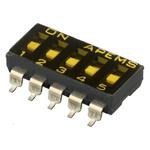 Apem 5 Way Surface Mount DIP Switch SPST, Recessed Actuator Slide Actuator