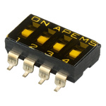 APEM 4 Way Surface Mount DIP Switch SPST, Recessed Actuator Slide Actuator