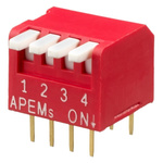 APEM 4 Way Through Hole Piano Dip Switch SPST, Piano Actuator