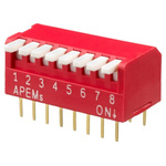 APEM 8 Way Through Hole Piano Dip Switch SPST, Piano Actuator