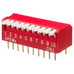 Apem 10 Way Through Hole Piano Dip Switch SPST, Piano Actuator